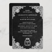 Chalkboard Floral Lace Mason Jar Wedding Einladung (Vorne/Hinten)
