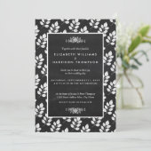 Chalkboard Floral Leaf Wedding Einladung (Stehend Vorderseite)