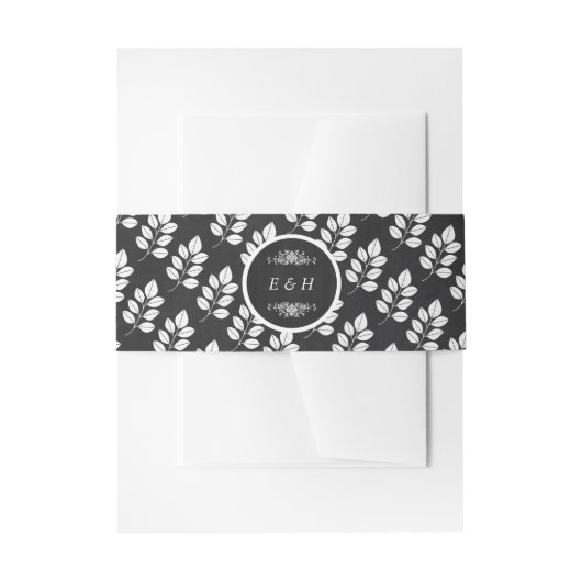 Chalkboard Floral Leaf Wedding Einladungsbanderole (Vorderseite Beispiel)