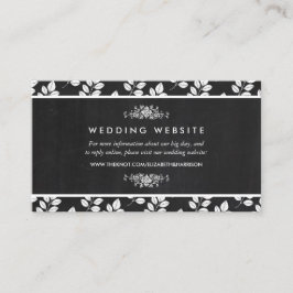 Chalkboard Floral Leaf Wedding Website Begleitkarte