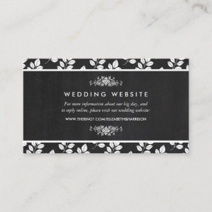 Chalkboard Floral Leaf Wedding Website Begleitkarte