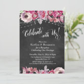 Chalkboard Floral Lights feiern mit uns! Feier Einladung (Stehend Vorderseite)