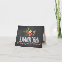 Chalkboard Floral Matron-of-Honor Vielen Dank Dankeskarte