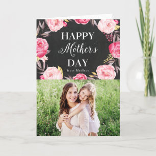 Chalkboard Floral   Mother's Day Photo Karte
