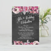 Chalkboard Floral Nach der Hochzeitsfeier Einladung (Stehend Vorderseite)