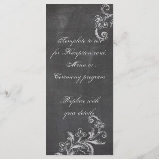 Chalkboard Floral Program Rack Card Programm (Rückseite)