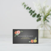 Chalkboard Floral Rose Apple Teacher Business Card Visitenkarte (Stehend Vorderseite)