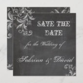Chalkboard Floral Save the Date (Vorne/Hinten)