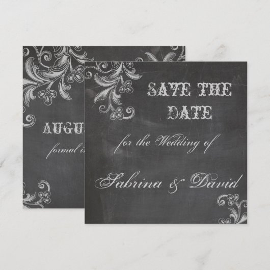 Chalkboard Floral Save the Date (Vorne/Hinten)