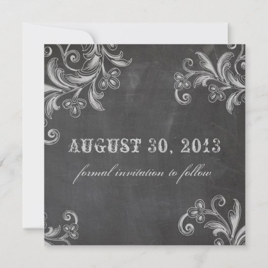 Chalkboard Floral Save the Date (Rückseite)