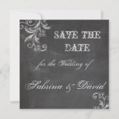 Chalkboard Floral Save the Date (Vorderseite)