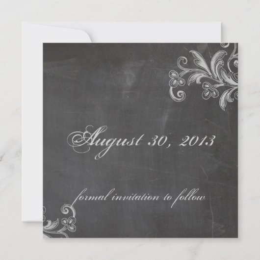 Chalkboard Floral Save the Date (Rückseite)