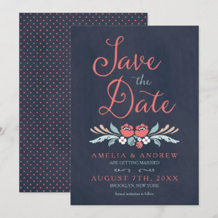 Chalkboard Floral Save the Date Karte