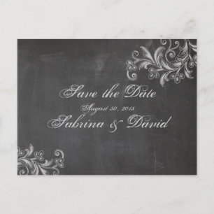 Chalkboard Floral Save the Date Postkarte