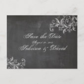 Chalkboard Floral Save the Date Postkarte (Vorderseite)