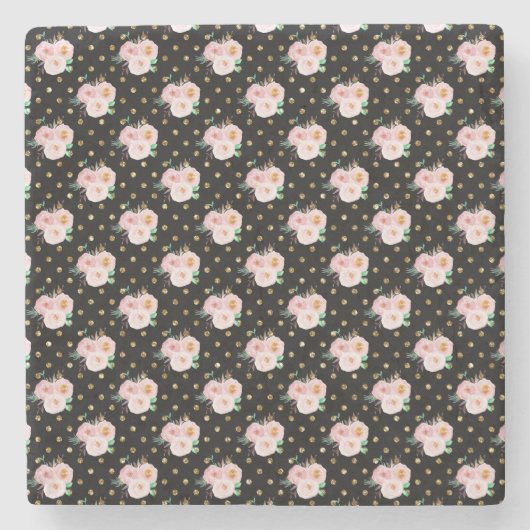 Chalkboard Floral Steinuntersetzer (Vorderseite)