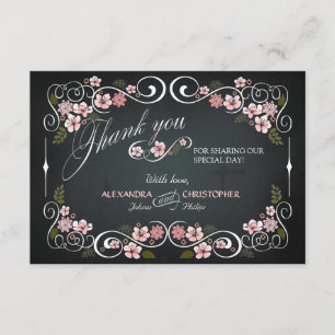 Chalkboard Floral Vintag Bold Vielen Dank Dankeskarte
