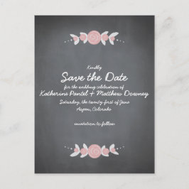 Chalkboard Floral Wreath Save the Date Ankündigungspostkarte