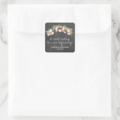 Chalkboard Floral Wreath Wedding Quadratischer Aufkleber (Tasche)
