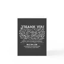 Chalkboard florale niedliche Hochzeit danke Karten