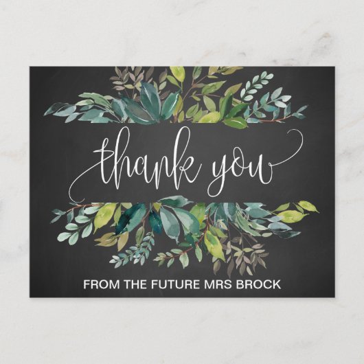 Chalkboard Foliage Vielen Dank Postkarte (Vorderseite)