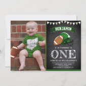 Chalkboard Football 1. Geburtstagsparty Foto Einladung (Vorderseite)