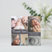 Chalkboard Foto Collage Baby Dusche Vielen Dank Dankeskarte (Stehend Vorderseite)