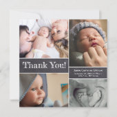 Chalkboard Foto Collage Baby Dusche Vielen Dank Dankeskarte (Vorderseite)