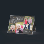 Chalkboard Foto Collage Imitats Gold Glitzer Feiertagskarte<br><div class="desc">Mit dieser modernen Urlaubskarte,  die eine Collage aus Foto auf einem Chalkboard-Hintergrund bietet,  senden Sie Wünsche für ein frohes Weihnachtsfest.</div>
