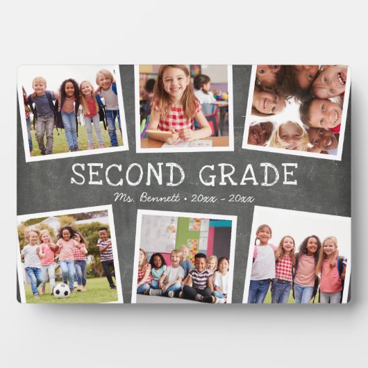 Chalkboard Foto Collage Kids School Jahr halten Fotoplatte (Vorderseite)