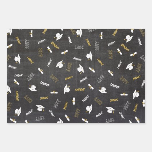 Chalkboard Foto Collage Name Jahr Graduate Geschenkpapier Set (Vorderseite 2)