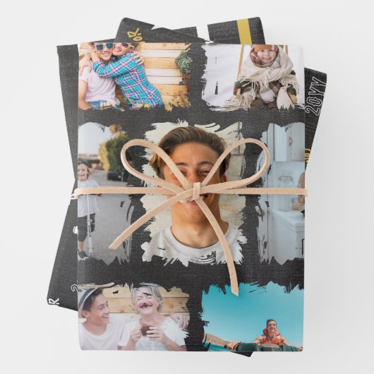 Chalkboard Foto Collage Name Jahr Graduate Geschenkpapier Set (Beispiel)