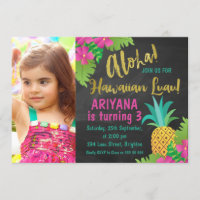 Chalkboard Foto Hawaiian Luau Einladung zum Geburt