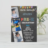 Chalkboard Foto im Vorschulalter Abschluss Einladung (Stehend Vorderseite)
