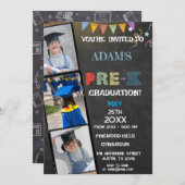 Chalkboard Foto im Vorschulalter Abschluss Einladung (Vorne/Hinten)