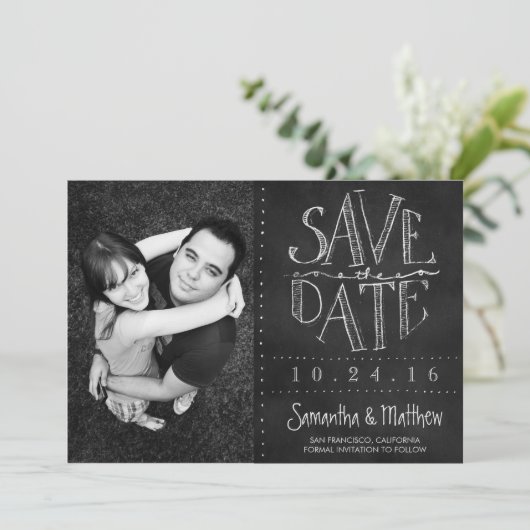 Chalkboard-Foto Save the Date (Stehend Vorderseite)