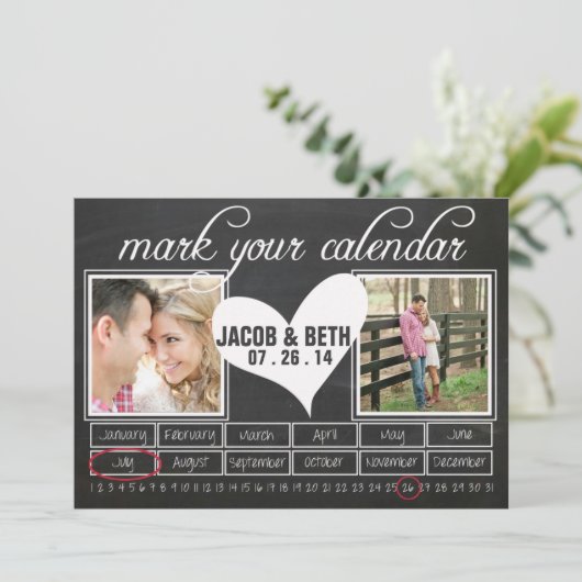 Chalkboard-Foto Save the Date Kalender (Stehend Vorderseite)