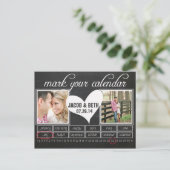Chalkboard Foto Save the Date Kalender Postkarte (Stehend Vorderseite)