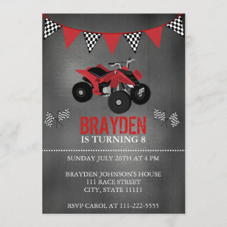 Chalkboard Four Wheeler, ATV Einladung zum Geburts