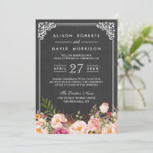 Chalkboard Frame Floral Post Hochzeitssommer Einladung (Stehend Vorderseite)