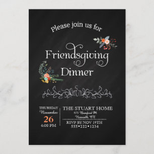 Chalkboard Friendsgiving Dinner Country Chic Einladung