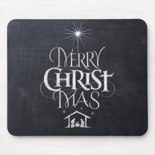 Chalkboard Frohe Weihnachten Christliche Geburt Mousepad (Vorne)