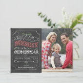 Chalkboard Frohe Weihnachten - Fotokarte (Stehend Vorderseite)