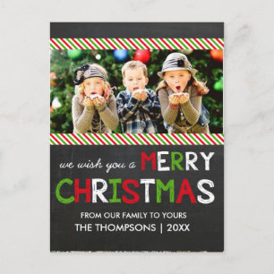 Chalkboard Frohe Weihnachts Foto Grußkarte Feiertagspostkarte