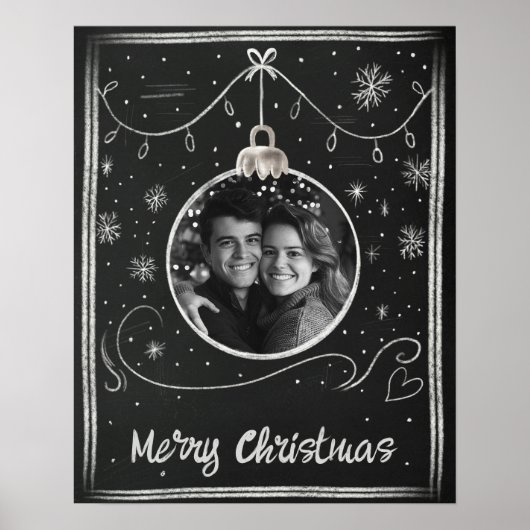 Chalkboard Frohe Weihnachts-Foto Rahmen Poster (Vorne)