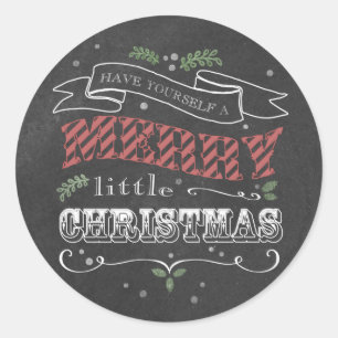 Chalkboard Frohe Weihnachts-Round-Sticker Runder Aufkleber