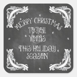 Chalkboard Frohe Weihnachtsaufkleber Quadratischer Aufkleber