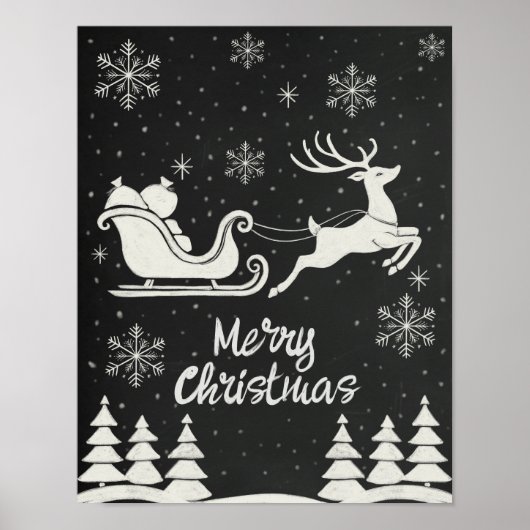 Chalkboard Frohe Weihnachtsbrille mit Rentier Poster (Vorne)