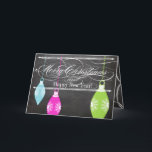 Chalkboard Frohe Weihnachtsfamilie Foto-Karte Feiertagskarte<br><div class="desc">Filigree ästhetische Retro Lime Green Pink und Blue Ornaments auf Chalkboard Typografie Weihnachtsfotokarte</div>