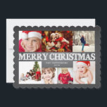Chalkboard Frohe Weihnachtsfoto Collage Feiertagskarte<br><div class="desc">Platz für sieben wunderschöne Fotos Ihrer Familie! Mit einem feierlichen Gruß von "Frohe Weihnachten" mit einem kreidegeschriebenen Set im Chalkboard-Stil bietet diese 12x18 moderne Typografie,  geschliffene Kanten und ein einfaches Styling,  um Ihre Fotos zu unterstreichen. Zimmer auf der Rückseite für Ihre persönliche Urlaubsnachricht.</div>